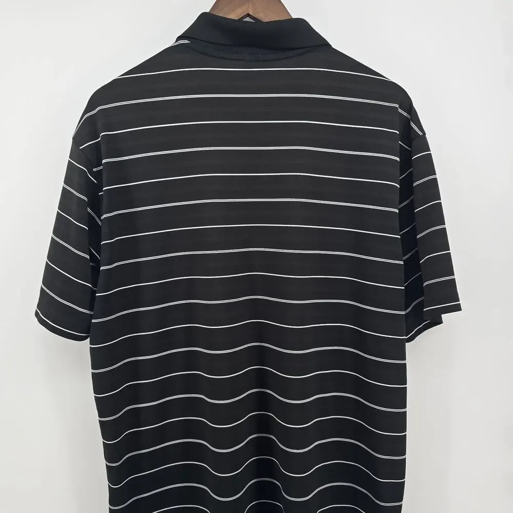 Nike Golf Dri-Fit Shirt Polo Mens L‎ Black Stripes Livestrong Rugby Performance